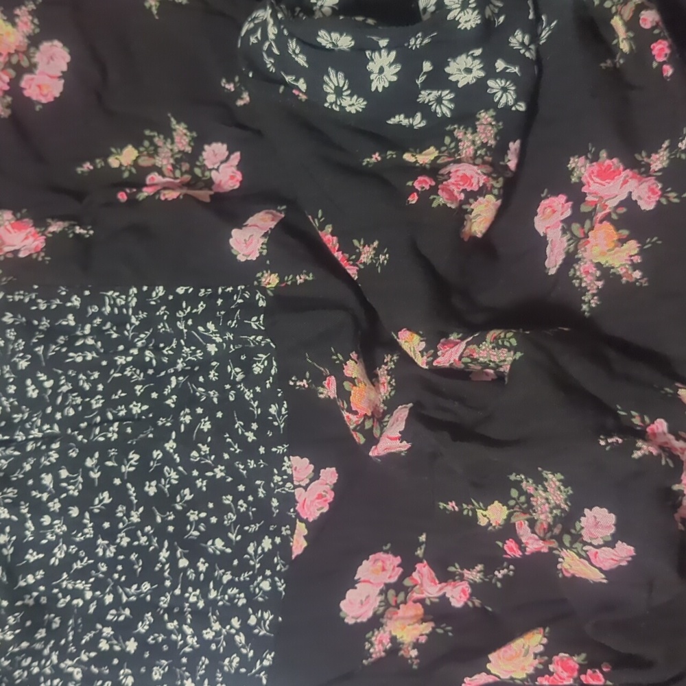 Topshop Black and Pink Mixed Floral Midi Dress - Picture 9 of 10